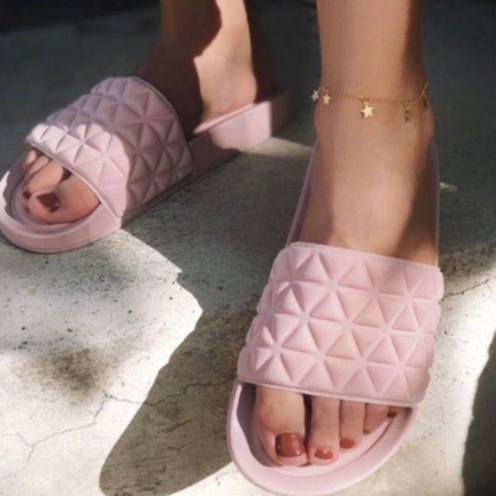 Blush nude neoprene slide sandals